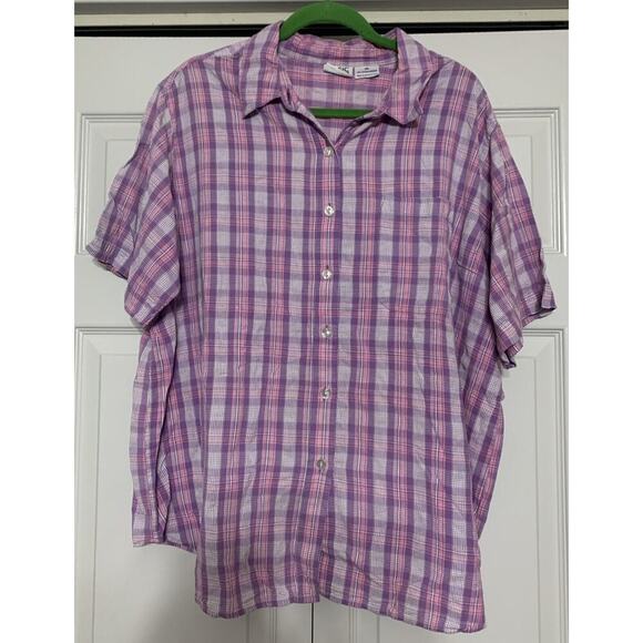 Basic Editions Tops - Vintage 90s Basic Editions Cottage Core Farm House Button Purple Plaid Shirt 26W